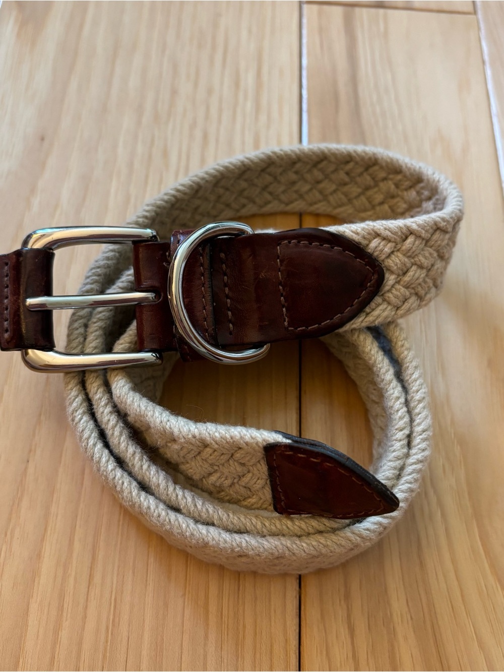 Vintage Honors Woven Brown Leather Accent Belt Size Medium